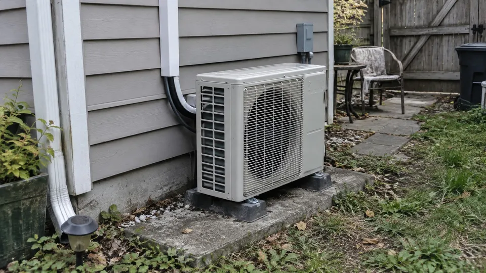Outdoor mini split beside a house with open airflow space